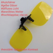 Überbrille Brille Aufsatz Clip-on hochklappbar Gelb, diffuses Licht | Autofahrer