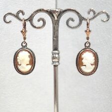 Gemme Camee Ohrringe Vintage Retro Trachten Silber 925/- antik Vergoldung