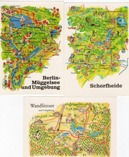 23/1023 AK LANDKARTE WANDLITZ SEE + BERLIN-MÜGGELSEE + SCHORFHEIDE - ZEICHNUNGEN