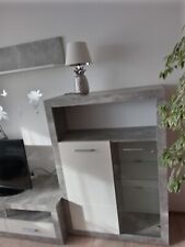 Wohnwand weiß hochglanz/Betonoptik