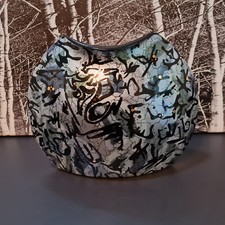 Vintage Abstrakte Design Keramik Vase Steuler Blau Schwarz Gold