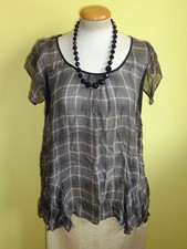 Tunika Zara taupe kariert mit Seide Gr M wie neu