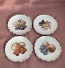 4 THOMAS Bavaria Porzellan Obstteller, Kuchenteller Goldrand  N.3206 Vintage Set