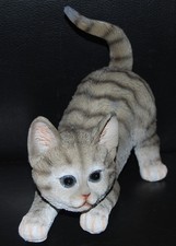 Katze . stehend grau gestreift