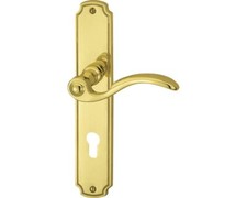 Langschildgarnitur Rebeca messing/poliert PZ mit 2x Drücker für Wohnungseingangs