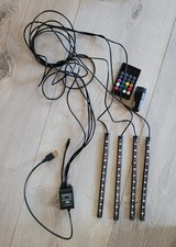 4x 12 LED  Fußraumbeleuchtung Auto KFZ Innenraum Ambientebeleuchtung USB Leisten