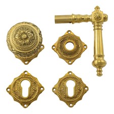 Türdrücker Türgriffe Türklinken Haustür-Garnitur Gründerzeit Messing