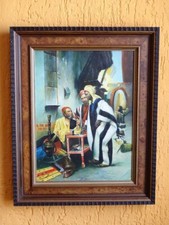 Schönes antikes Ölbild auf Holz, Orientalische Schule Motiv: Orient Basar