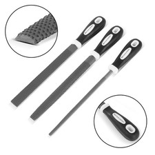 STAHLWERK Profi Raspelfeilen 3er Set 200 mm Rundfeile Halbrundfeile Flachfeile
