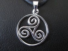 Sonnenrad 925'er Silber Ketten Anhänger Triskel Triskele  / x073