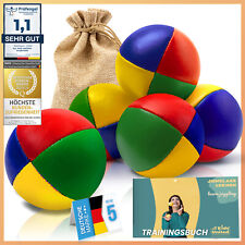 Jonglierbälle 5er Set mit Jute Beutel Jonglieren lernen für Kinder & Erwachsene