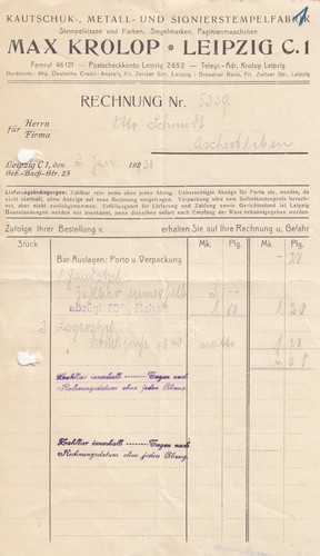 Leipzig rechnung 1930 max - leipzig,, 1930,