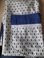 Kochschürze Latzschürze  B 70 cm L 80 cm , blau - weiß BW  HANDARBEIT 