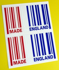 MADE IN ENGLAND Flag Barcode Aufkleber Decal X2 Mini Cooper Land Rover Jaguar MG