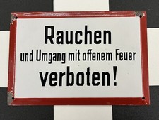 Rauchen …. verboten! altes Emailschild um 1960