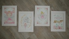 ?**tolle LANDHAUS Stil 4x Mädchen Bilderrahmen + Poster ** 26x36cm super Z.?