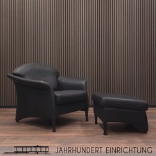 W. KNOLL Scarlett | Ledersessel & Hocker Schwarz | Design Lounge Chair Ottomane