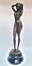 Bronze Nackte Frau stehend mit Händen in den Haaren Nude Statue Massiv 5,3 KG