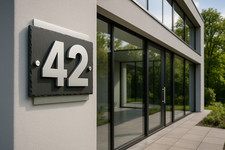 3D Hausnummer Schiefer Edelstahl Design Hausnummernschild Zahlen Schieferplatte