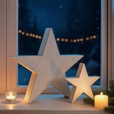 Holz Dekofigur Stern "Shabby" weiß Ø 20 + 35 cm Winter Weihnachts Deko Holzstern