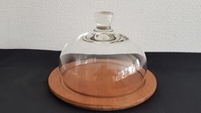 Käseglocke Käsehaube Teak Glas Vintage um 1970 vintage