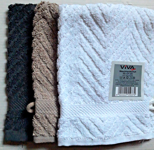 Waschhandschuhe weiß taupe - weiß,