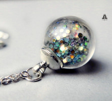 Halskette Glitzer  Glaskugel Geschenkidee Frau Mutter Freundin Schwester