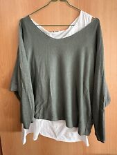 Pulli mit Top Khaki / weiß