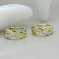 Ohrringe Creolen diamantiert ca. Ø 1,3 cm in 585/14K Weiß-/Gelbgold