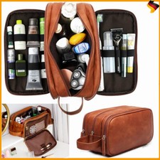 Kulturtasche Herren Leder Kosmetiktasche Waschtasche Aufhängen Kulturbeutel Groß