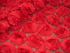 3D Rosen Chiffon Stoff - rot -