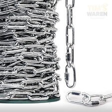 Stahlkette verzinkt SET: + 2 Kettenglied Rundstahlkette Eisenkette A1 C2