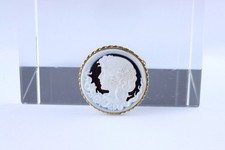 18kt Gold Kamee Brosche Kettenanhänger 750er Gemme Jugendstil Portrait Schmuck