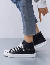 Unisex minimalistische "Faith" Buchstaben  Hochbund Segeltuch Sneaker