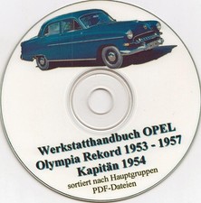 Werkstatthandbuch auf CD : Opel Olympia Rekord 1953-1957 + Kapitän 1954