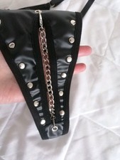 String Glanz Nieten Kette Gothic Gr XL Sexy Ketten Entfernung Möglich Gummiert 