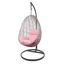 KIDEO® Komplettset: Hängesessel Swing Chair CAPDEPERA Polyrattan grau rosa pink