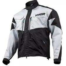 THOR Terrain Motocross Enduro Jacke hell grau schwarz Crossjacke Herren Männer L