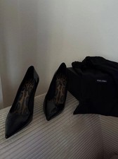 Dolce & Gabbana High Heels Schwarz Gr 39.5, 10 cm Absatzhöhe, Leo-Details