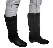 POLO 80er VINTAGE DAMENSTIEFEL LAMMFELL STIVALI WEDGE CHAUSSURES 39 #K3-00#