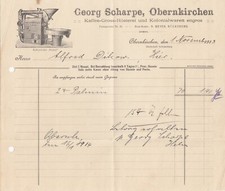 OBERNKIRCHEN, Rechnung 1913, Georg Scharpe Kaffee-Rösterei Kolonialwaren