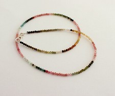 Wunderschöne Turmalin Kette Edelsteinkette facettiert Kugel Bunt Collier 44 cm