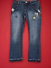 "ESPRIT" HÜFTJEANS GR.S BOOTCUT +APPLIKATION +STICKEREI ORIGINAL VINTAGE