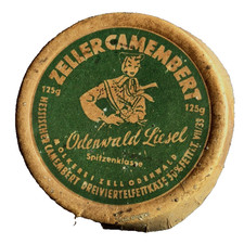 Alte runde Käse/Camembert-Papp Schachtel-Odenwald Liesel-Zeller Camembert