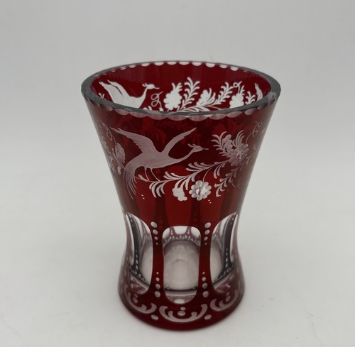 Vase überfangglas rubinrot - -,