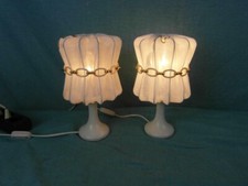 Paar Tischlampe Antik Stoff