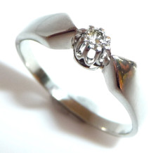 Ring 585 Gold Weißgold 1 Diamant / Brillant 0.07 ct. Gr. 52,5 Verlobung Solitär