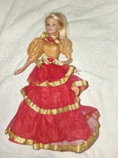 Barbie Puppen Kleid Rot Gold Abendkleid Spanische Prinzessin Ballkleid K70