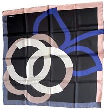 Chanel Tuch Carré Seide Seidentuch Schal blau rosa schwarz 90 cm Accessoires