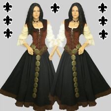 Mittelalter Gothic Kleid Gewand 3-teilig Bluse Mieder Rock schwarz braun od. rot
